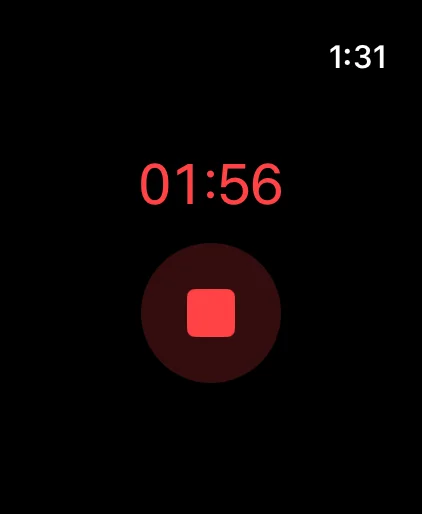 Speechy no Apple Watch gravando pelo pulso.