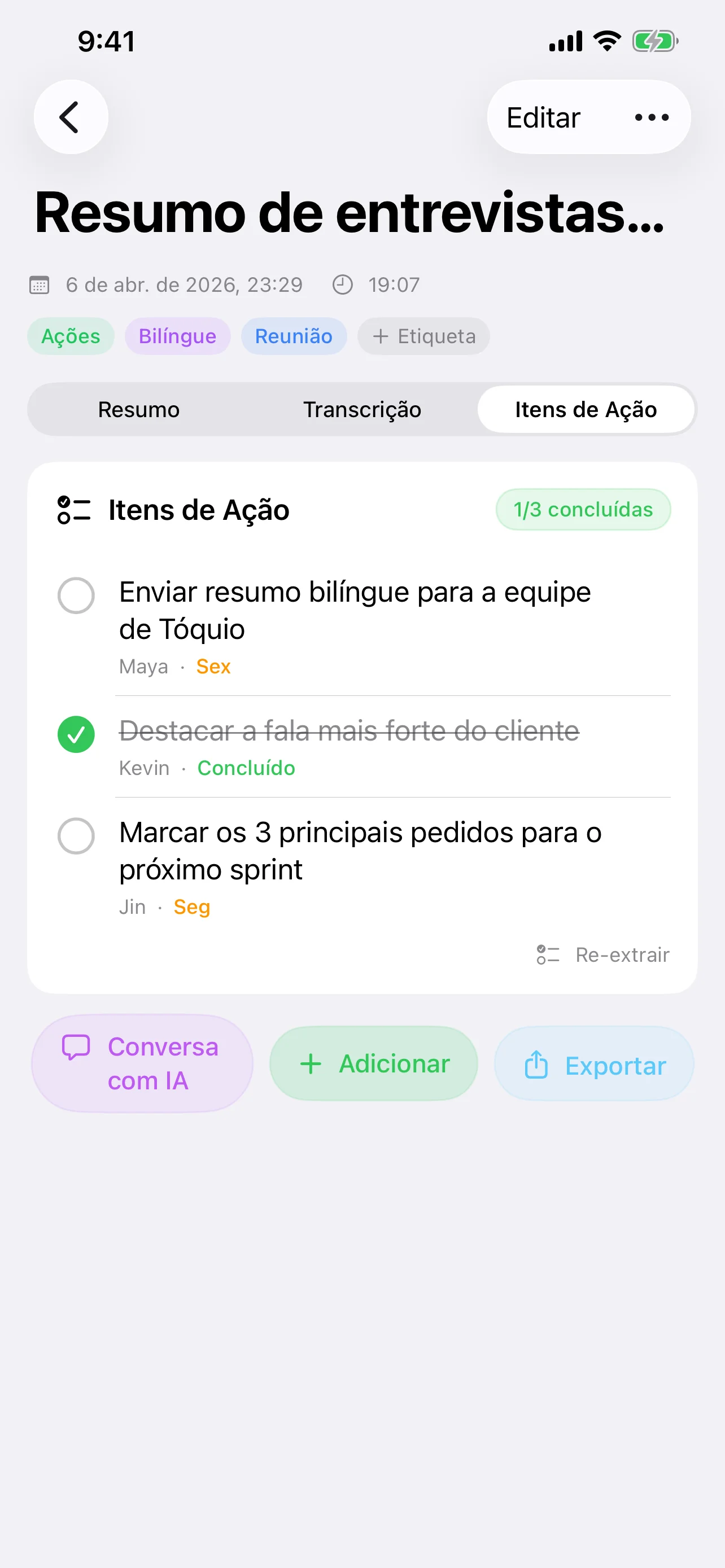 Speechy app screenshot
