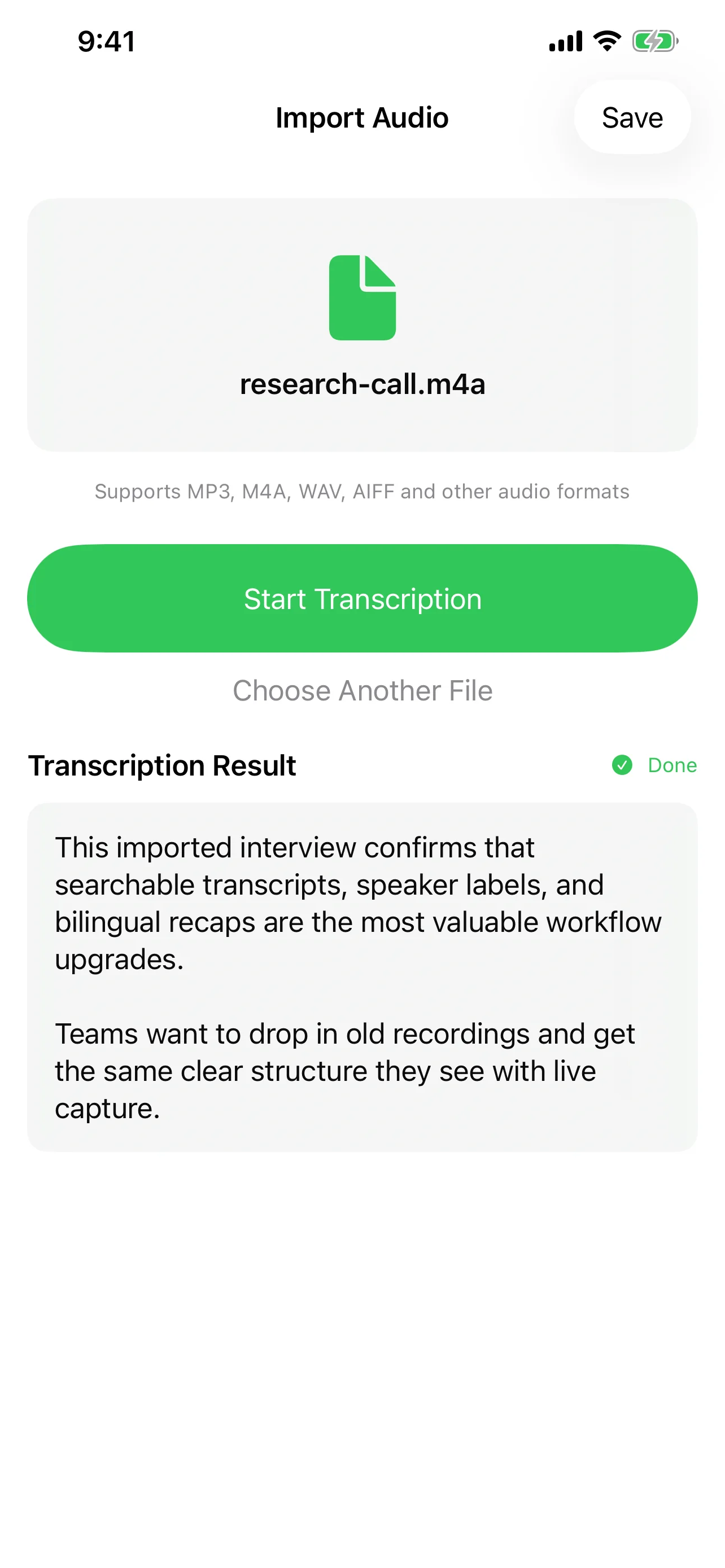 Import video for transcription