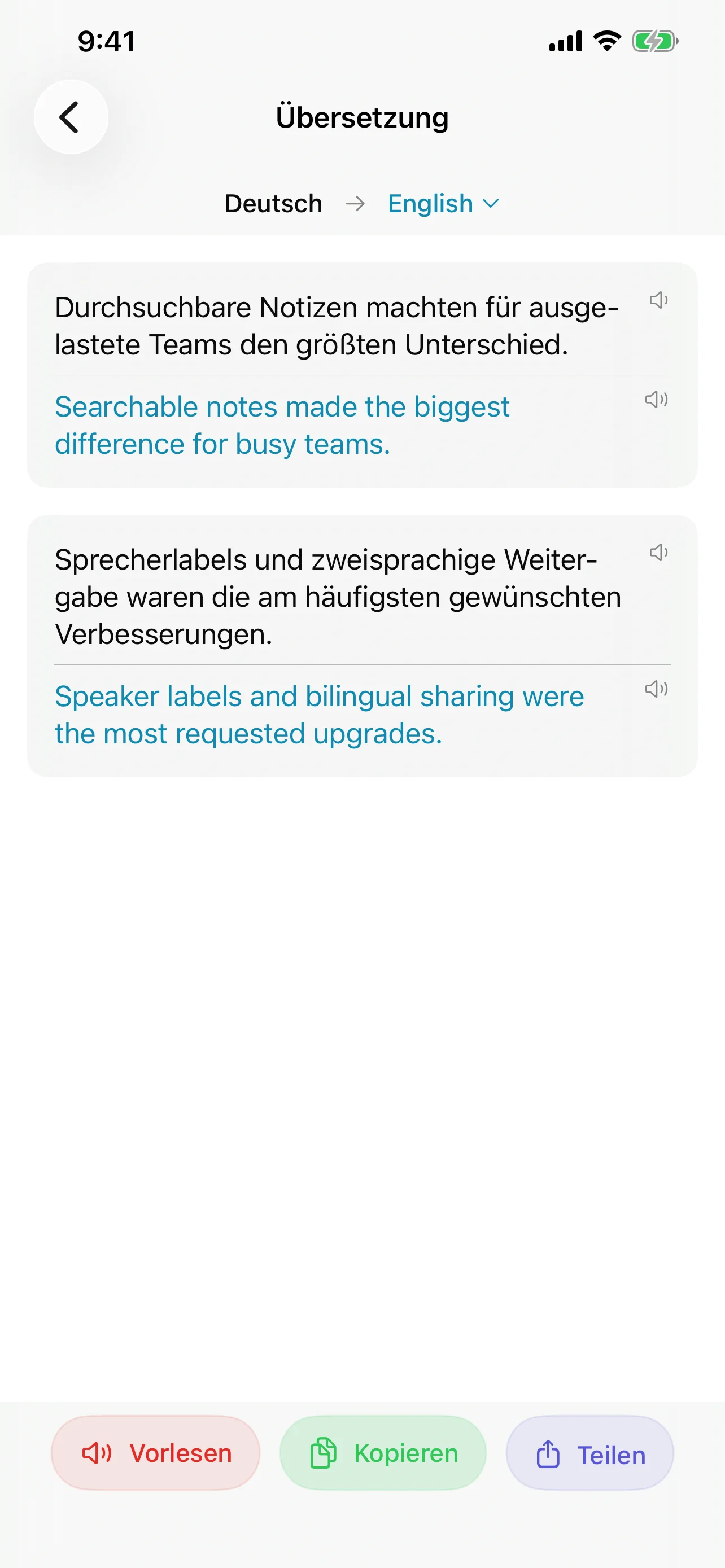 Speechy app screenshot