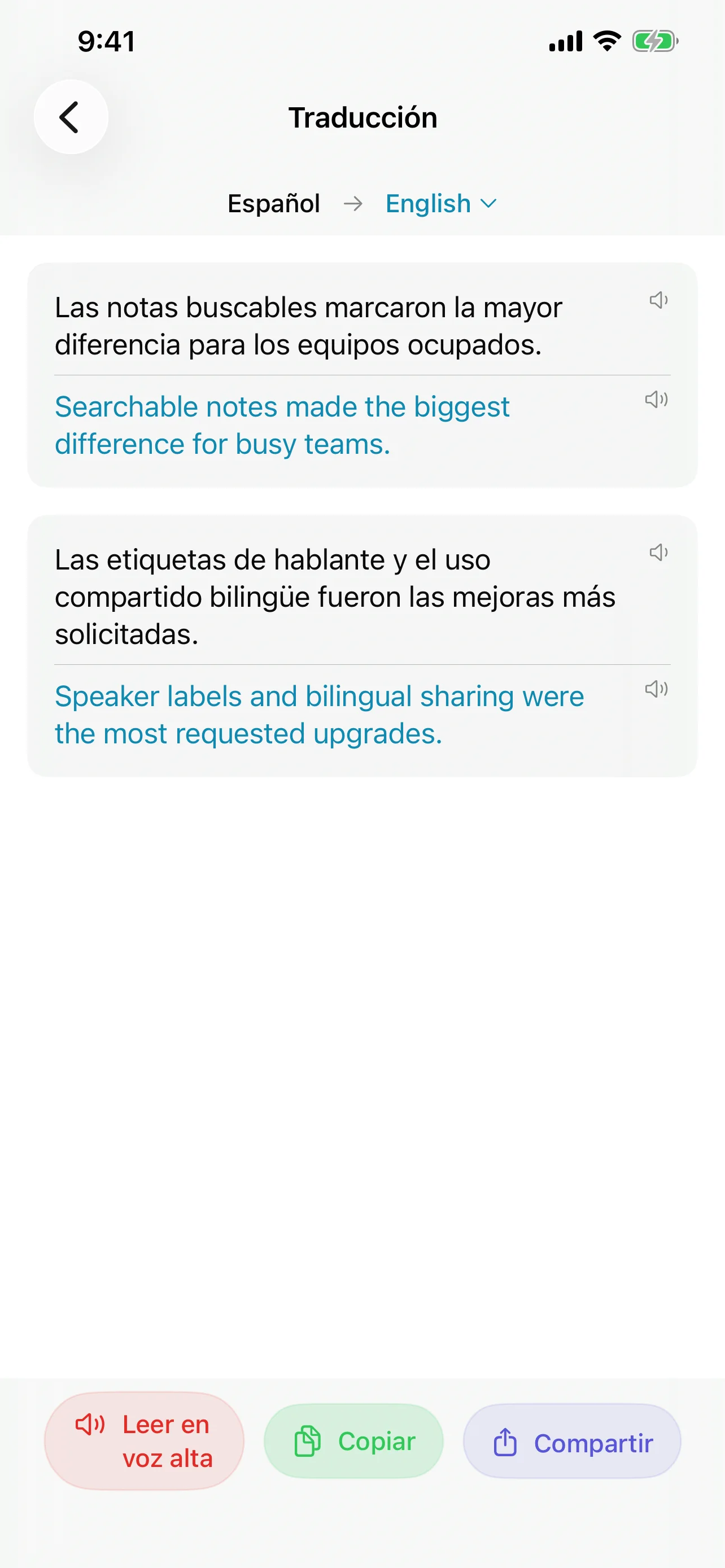 Speechy app screenshot