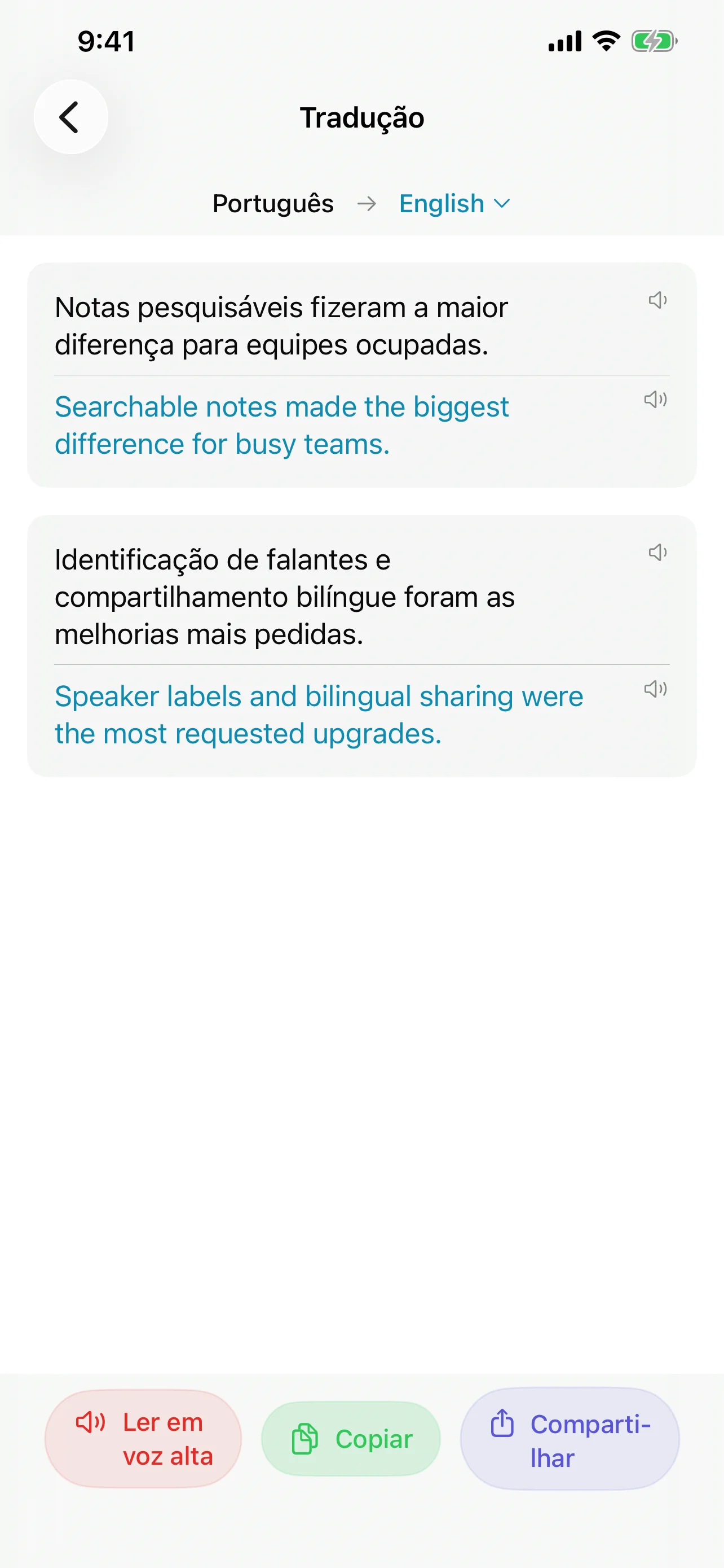 Speechy app screenshot